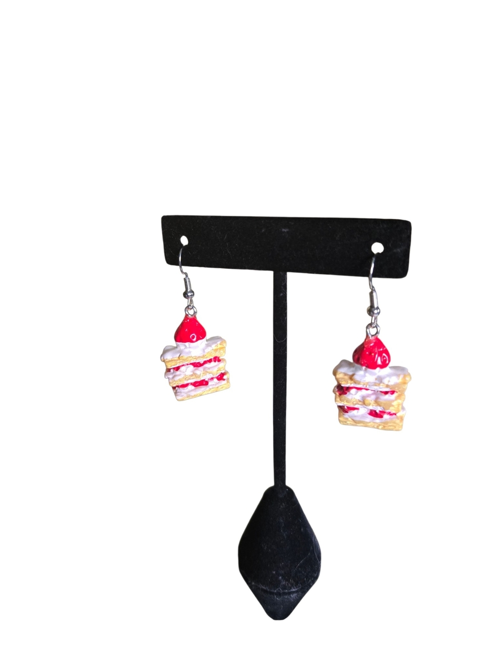 Strawberry Shortcake Dessert Earrings Miniature Food Jewelry Cute Kawaii